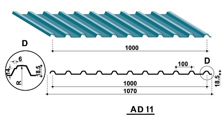 TÔN AUSTNAM AD11 11 SÓNG AZ100