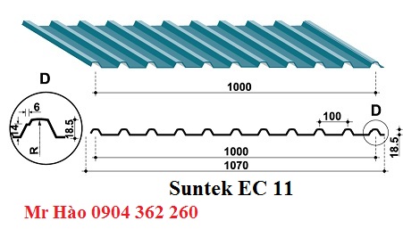 TÔN SUNTEK EC11 LOẠI 11 SÓNG AZ50